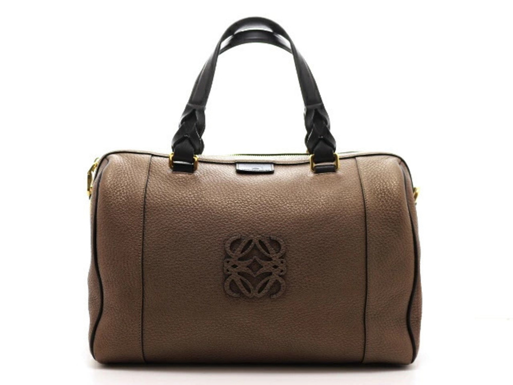 Loewe Fusta Boston Bag Bronze Brown Leather